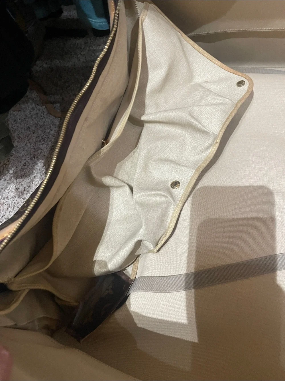 Louis Vuitton Brown Monogram Rolling Suitcase with Tan Trim